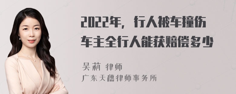 2022年，行人被车撞伤车主全行人能获赔偿多少