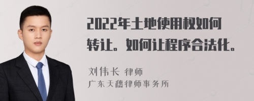 2022年土地使用权如何转让。如何让程序合法化。