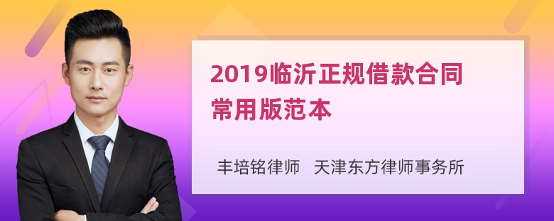 2019临沂正规借款合同常用版范本