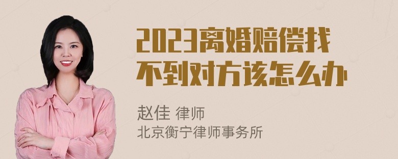 2023离婚赔偿找不到对方该怎么办