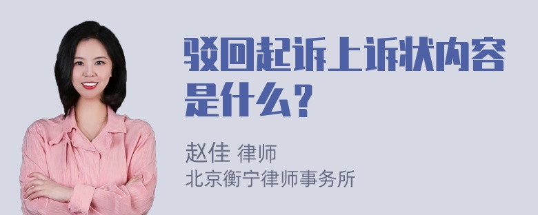 驳回起诉上诉状内容是什么？