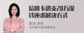 信用卡透支20万没钱还求解决方式