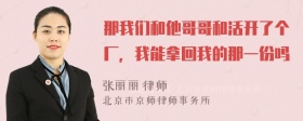 那我们和他哥哥和活开了个厂，我能拿回我的那一份吗