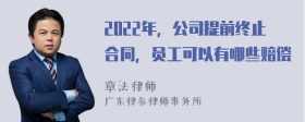 2022年，公司提前终止合同，员工可以有哪些赔偿