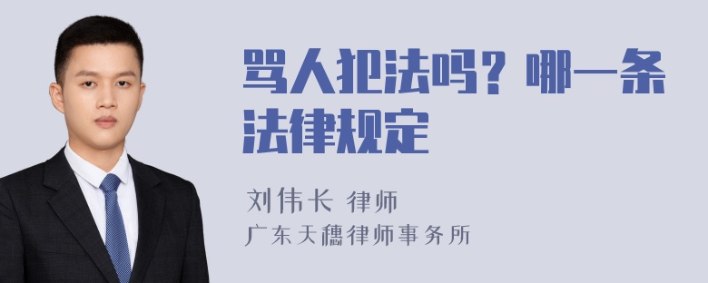 骂人犯法吗？哪一条法律规定