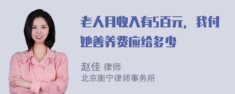 老人月收入有5百元，我付她善养费应给多少