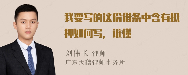 我要写的这份借条中含有抵押如何写，谁懂