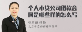 个人小贷公司借款合同是哪些样的怎么写