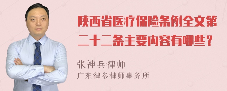 陕西省医疗保险条例全文第二十二条主要内容有哪些？