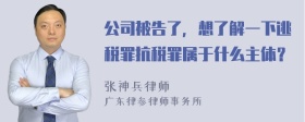 公司被告了，想了解一下逃税罪抗税罪属于什么主体？