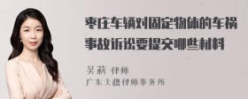 枣庄车辆对固定物体的车祸事故诉讼要提交哪些材料