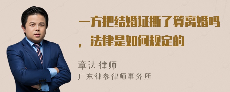 一方把结婚证撕了算离婚吗，法律是如何规定的