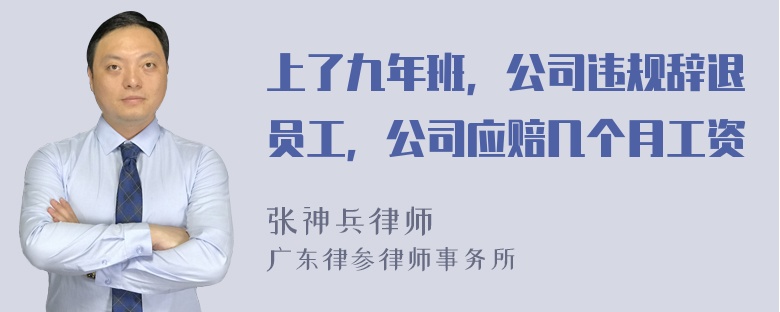 上了九年班，公司违规辞退员工，公司应赔几个月工资