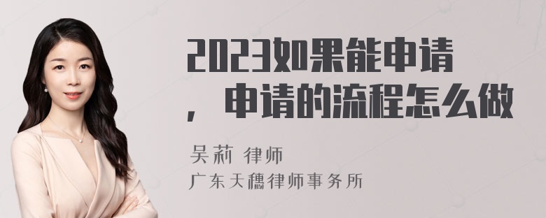 2023如果能申请，申请的流程怎么做