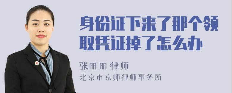 身份证下来了那个领取凭证掉了怎么办