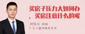 买房子压力大如何办，买房注意什么的呢