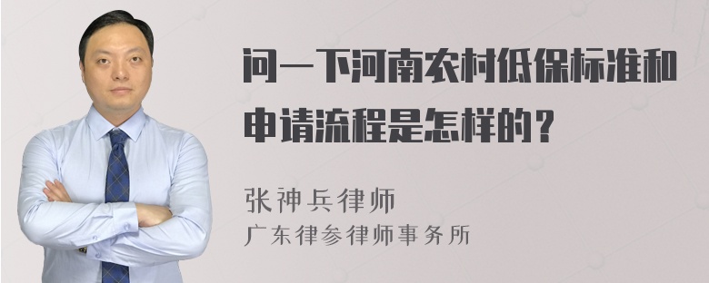 问一下河南农村低保标准和申请流程是怎样的？