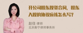 开公司股东投资合同，股东入股的协议应该怎么写？