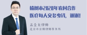 榆树市2020年农村合作医疗每人交多少钱，谢谢！