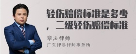 轻伤赔偿标准是多少，二级轻伤赔偿标准