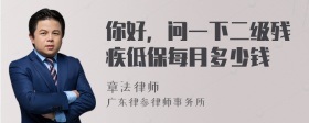 你好，问一下二级残疾低保每月多少钱