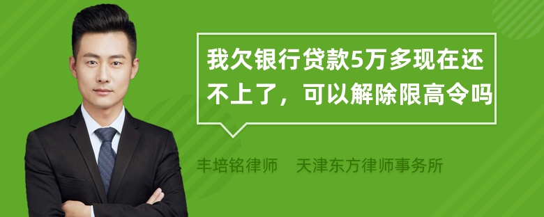 我欠银行贷款5万多现在还不上了，可以解除限高令吗