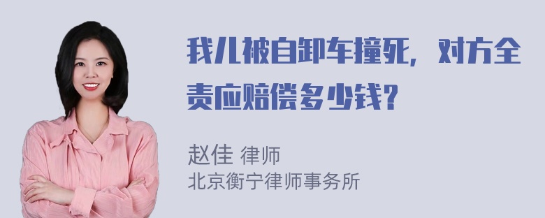 我儿被自卸车撞死，对方全责应赔偿多少钱？