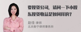 要投资公司，请问一下小股东投资收益是如何样的？