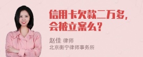 信用卡欠款二万多，会被立案么？