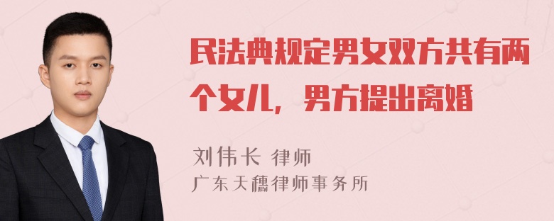 民法典规定男女双方共有两个女儿，男方提出离婚