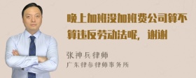 晚上加班没加班费公司算不算违反劳动法呢，谢谢