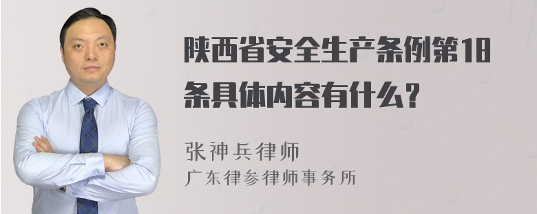 陕西省安全生产条例第18条具体内容有什么？