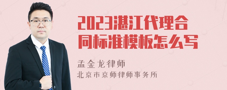 2023湛江代理合同标准模板怎么写