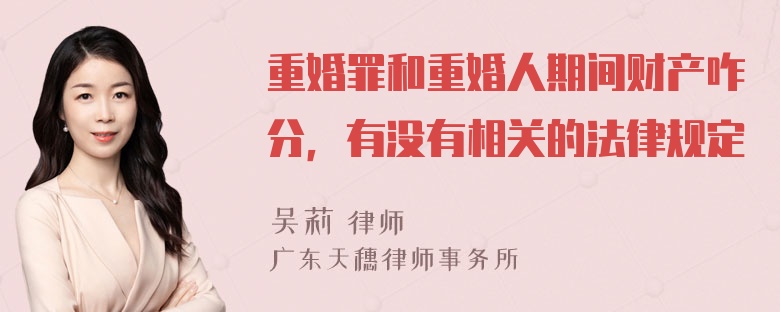 重婚罪和重婚人期间财产咋分，有没有相关的法律规定