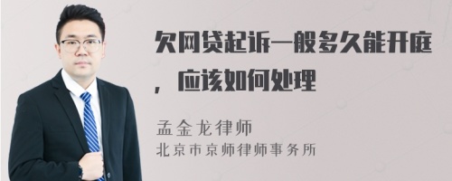 欠网贷起诉一般多久能开庭，应该如何处理