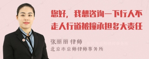 您好，我想咨询一下行人不走人行道被撞承担多大责任