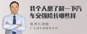 我个人想了解一下汽车交强险长哪些样