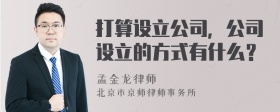 打算设立公司，公司设立的方式有什么？