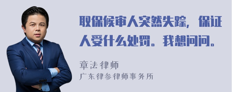 取保候审人突然失踪，保证人受什么处罚。我想问问。