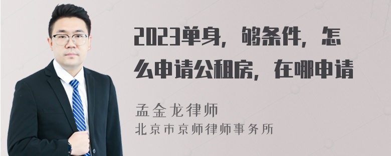 2023单身，够条件，怎么申请公租房，在哪申请