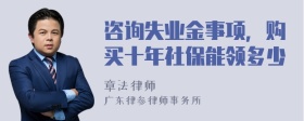 咨询失业金事项，购买十年社保能领多少