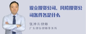 设立投资公司、风险投资公司条件各是什么