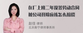 在厂上班二年没签劳动合同被公司开除应该怎么赔偿