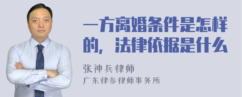 一方离婚条件是怎样的，法律依据是什么