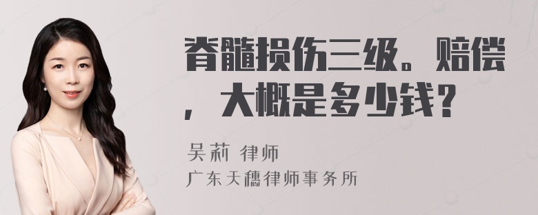 脊髓损伤三级。赔偿，大概是多少钱？