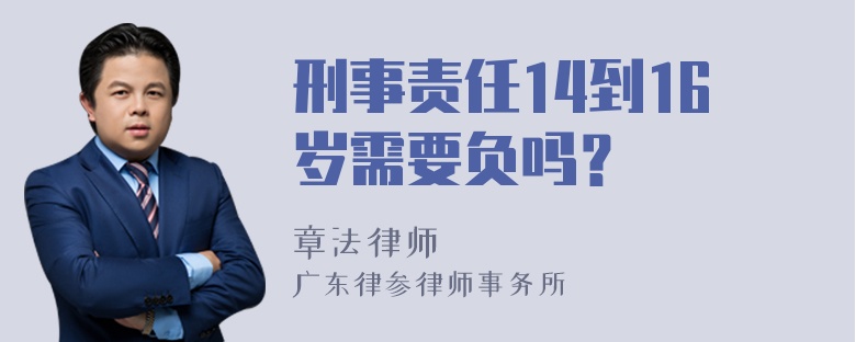 刑事责任14到16岁需要负吗？