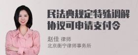 民法典规定特殊调解协议可申请支付令