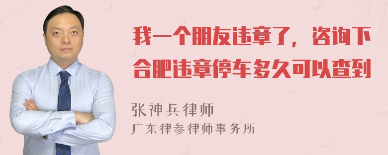 我一个朋友违章了，咨询下合肥违章停车多久可以查到