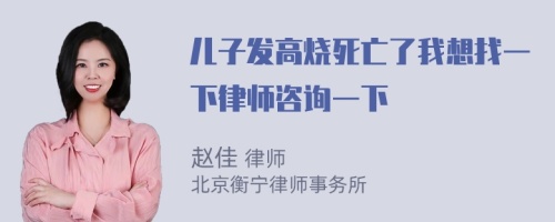 儿子发高烧死亡了我想找一下律师咨询一下