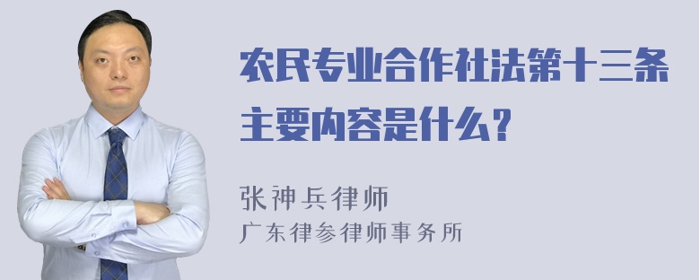 农民专业合作社法第十三条主要内容是什么？